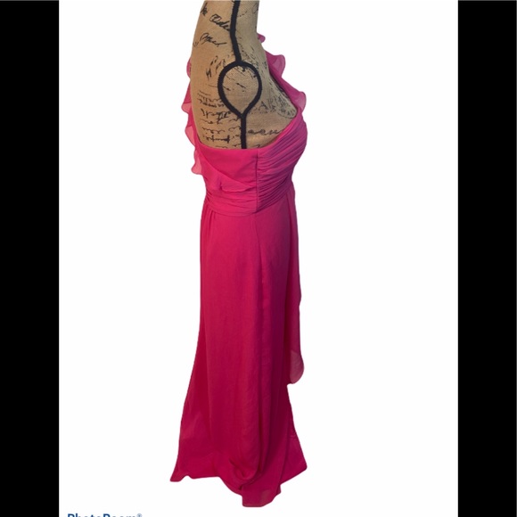 #153 David’s Bridal One Shoulder Cascading Gown size 10 - Picture 4 of 12